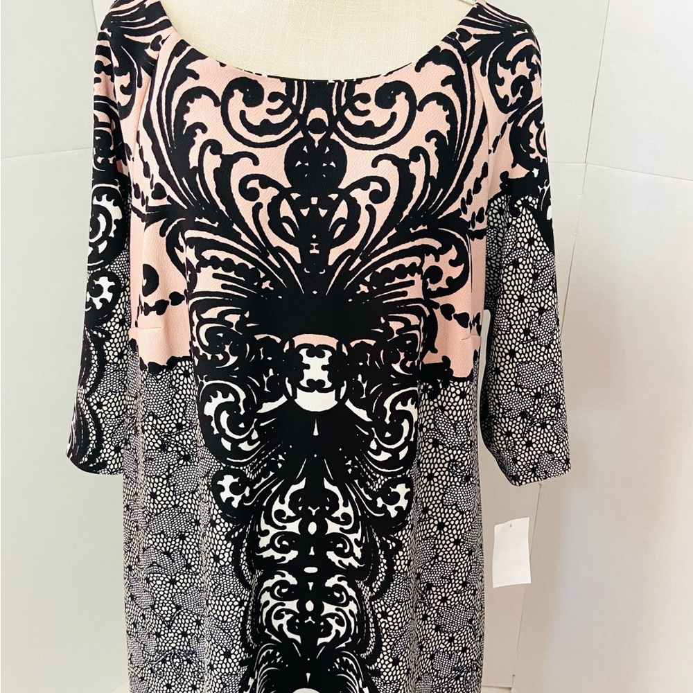 Chris McLaughlin NWT Plus size 20W Patterned Black and Pink Dress